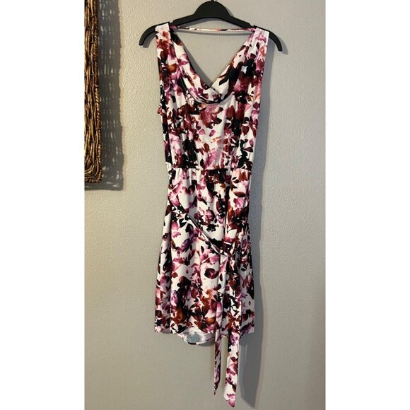 Donna Karan DKNY Dress Pink Purple Large 10 12 14 Washable Blouson Backless Belt - Picture 5 of 6